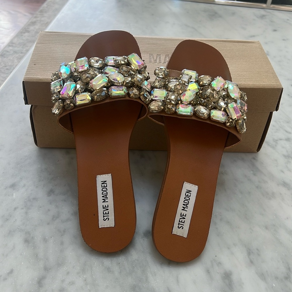Steve Madden rhinestone slip ons size 7